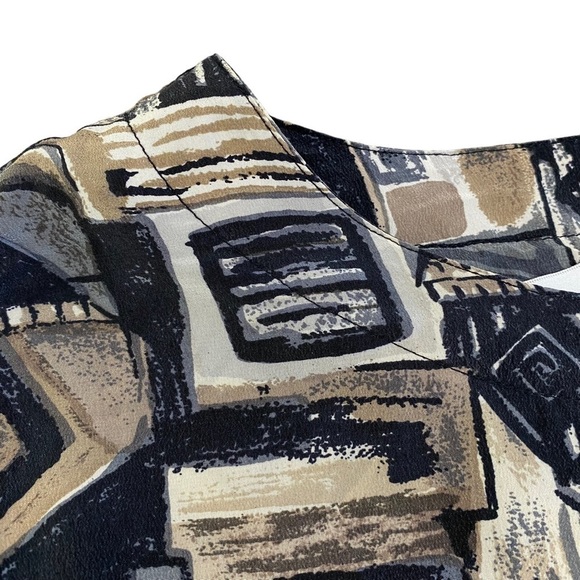 GROVE AVENUE - SIZE MEDIUM - ABSTRACT PRINT - OVERSIZED WASHABLE SILK TOP B5 - Picture 4 of 10